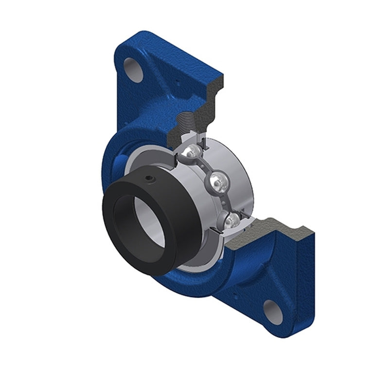 SNR EXFE212 Metric Four Bolt Square Cast Iron Flange Housing with 60mm Bore Eccentric Collar Insert - Allow 2-3 Days