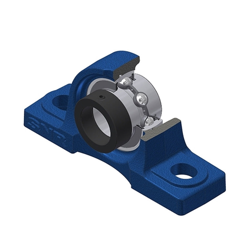 SNR EXP201 Metric Cast Iron Two Bolt Pillow / Plummer Block Housing with 12mm Eccentric Collar Insert - Allow 2-3 Days