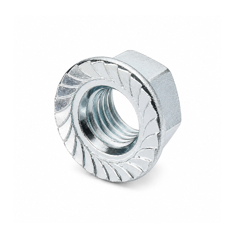 Unifix M6x10 - Class 6 Steel Serrated Flange Nut DIN 6923 with 1mm Pitch and Bright Zinc Plated Finish - Allow 2-3 Days