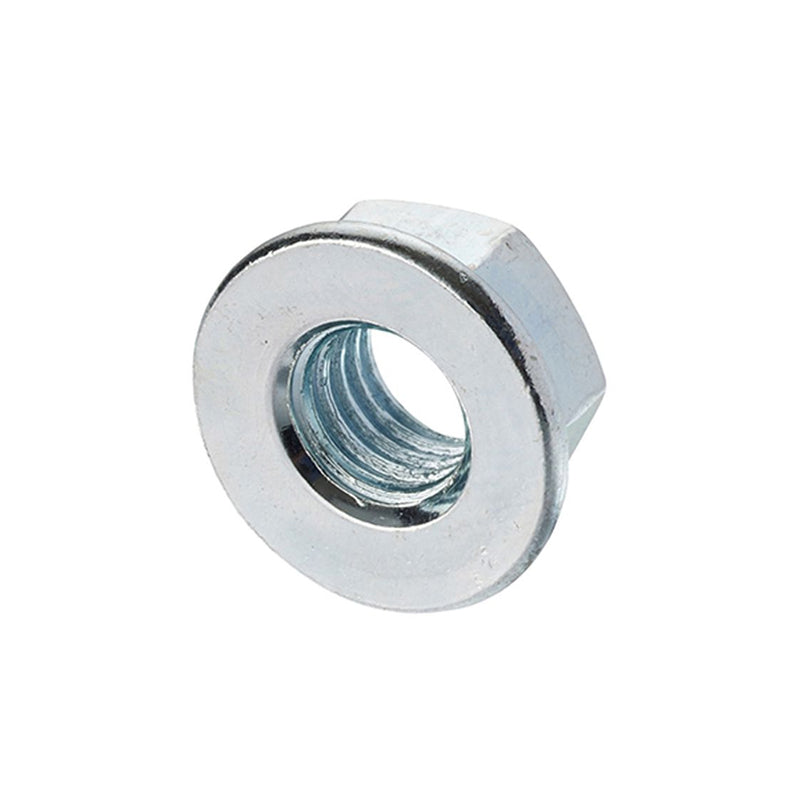 Unifix M5x8 - Class 6 Steel Unserrated Flange Nut DIN 6923 with 0.8mm Pitch and Bright Zinc Plated Finish - Allow 2-3 Days