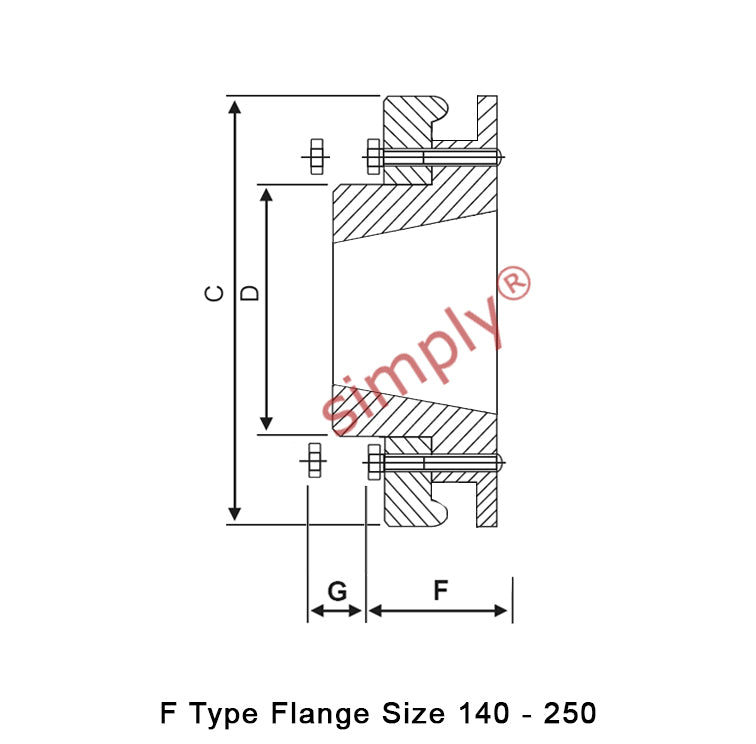 Major Brand F140F-MB Drive Coupling Inner Tapered Locking Bush Type Max Bush Bore 100mm / 4 inch