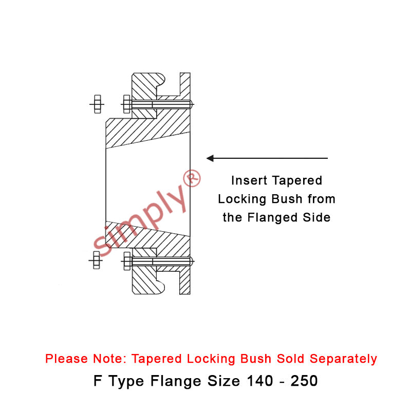 Major Brand F140F-MB Drive Coupling Inner Tapered Locking Bush Type Max Bush Bore 100mm / 4 inch