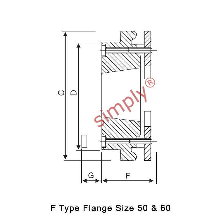 Major Brand F60F-MB Drive Coupling Inner Tapered Locking Bush Type Max Bush Bore 42mm / 1-5/8 inch