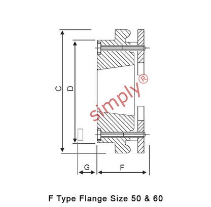 Major Brand F60F-MB Drive Coupling Inner Tapered Locking Bush Type Max Bush Bore 42mm / 1-5/8 inch