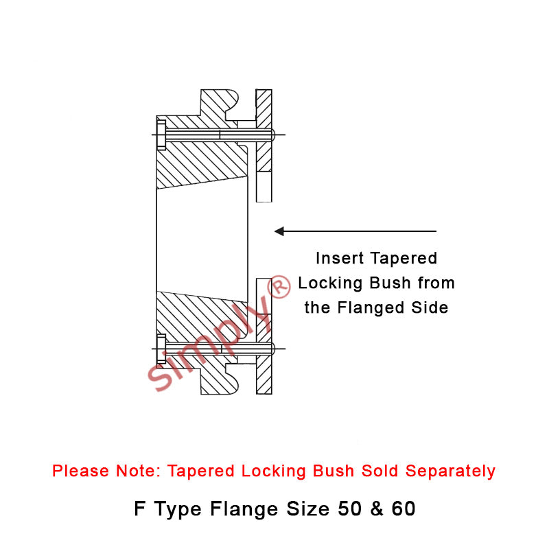 Major Brand F60F-MB Drive Coupling Inner Tapered Locking Bush Type Max Bush Bore 42mm / 1-5/8 inch