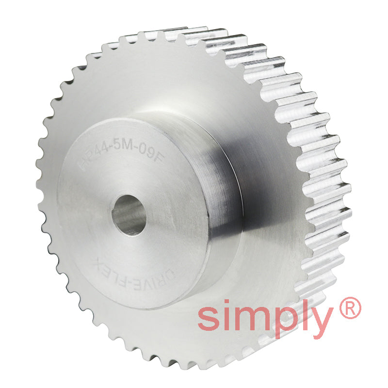Drive-Flex P44-5M-25 - 5mm Pitch 44 Tooth Flangeless HTD Type Aluminium Pilot Bore Timing Pulley for 25mm Wide Belts