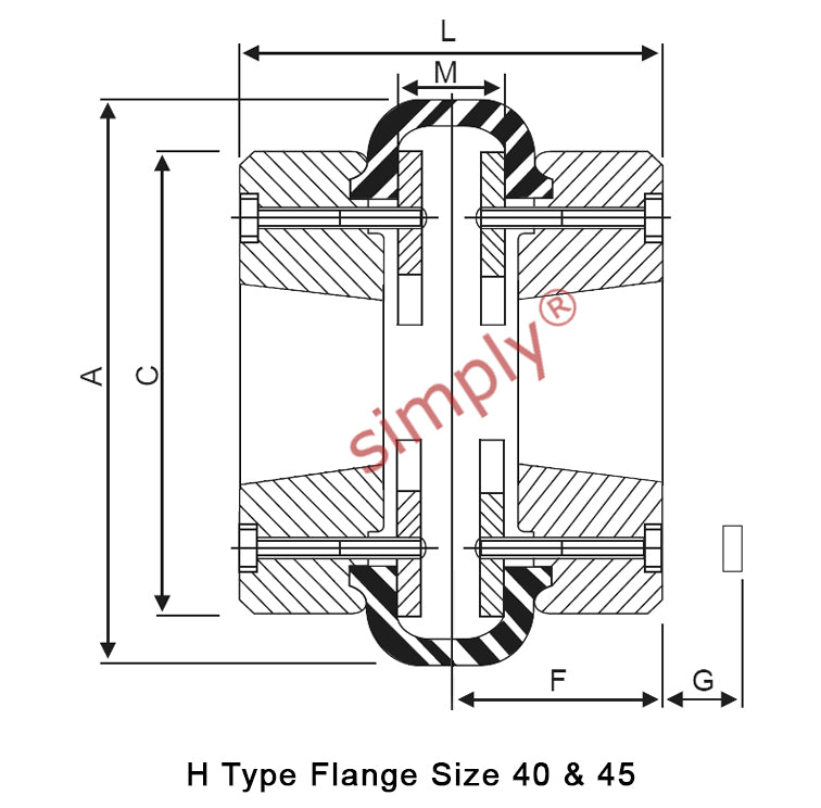 Major Brand F40H/F40H Outer Facing Taper Bores Type Tyre Drive Coupling Assembly with Natural Rubber Tyre