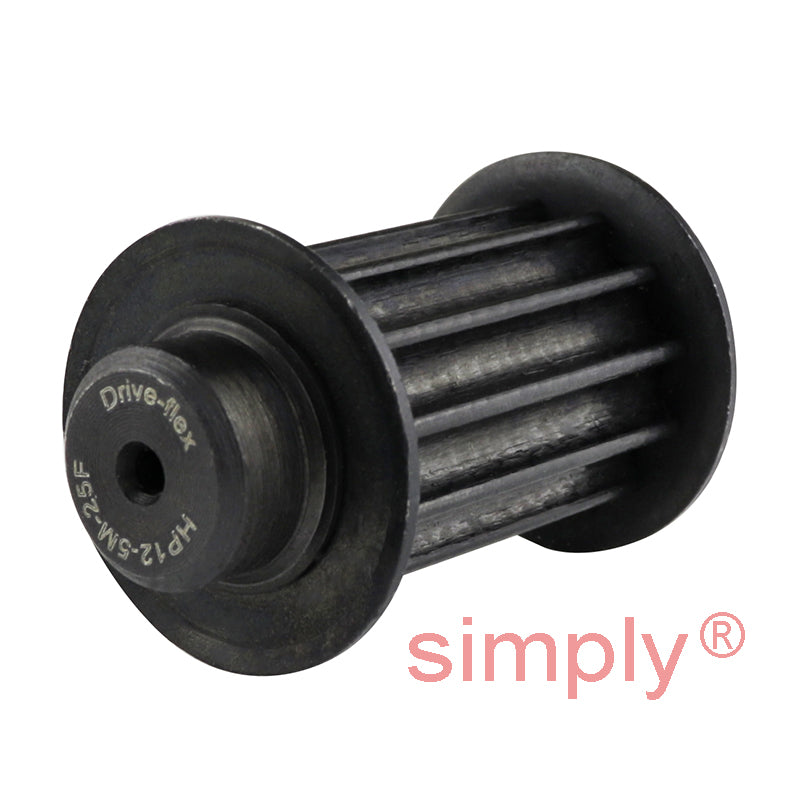 Drive-Flex P12-5M-25F - 5mm Pitch 12 Tooth Flanged HTD Type Steel Timing Pulley for 25mm Wide Belts