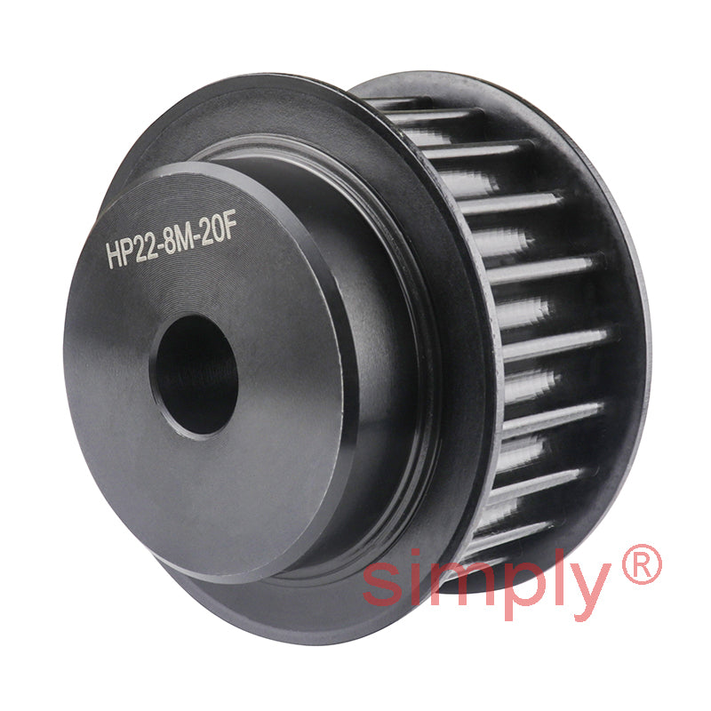 P22-8M-20F - 8mm Pitch 22 Tooth Flanged HTD Type Steel Pilot Bore Timing Pulley for 20mm Wide Belts