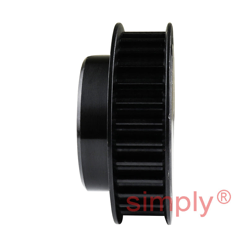 P32-5M-09F - 5mm Pitch 32 Tooth Flanged HTD Type Steel Pilot Bore Timing Pulley for 9mm Wide Belts