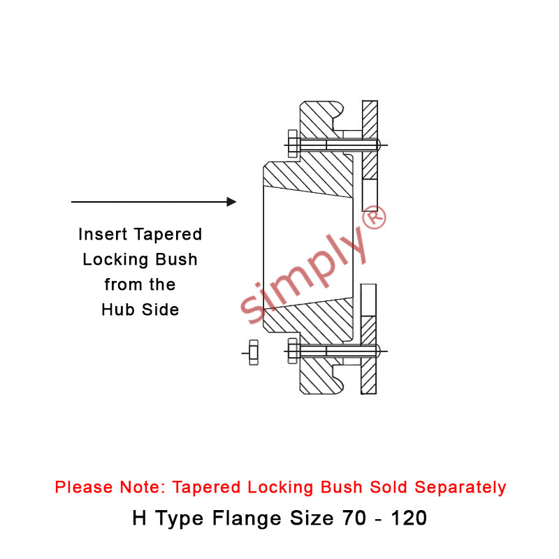 Major Brand F90H-MB Drive Coupling Outer Tapered Locking Bush Type Max Bush Bore 60mm / 2-1/2 inch