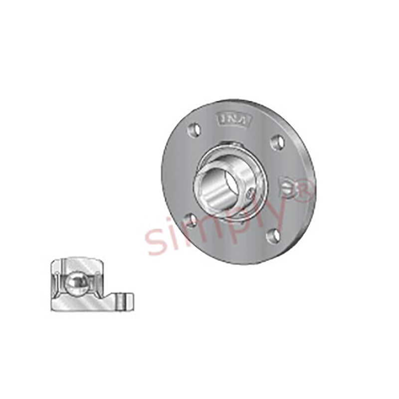 INA PMEY60XLN Four Bolt Cast Iron Round Housing with Grub Screw Insert 60mm Bore
