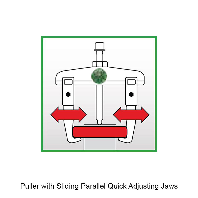 KUKKO Series 20-10+2 Universal 2-Jaw Puller with Sliding Parallel Quick Adjusting Jaws 120mm and V-P Extentions