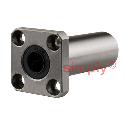 LMEK8LUU Long Square Flanged Linear Ball Bushing with Rubber Seals and Resin Retainer 8x16x46mm