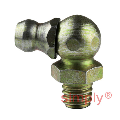 M6x1 Metric Tapered DIN Head-forming Thread Hardened Mild Steel Zinc Plated 90 deg Hydraulic Grease Nipples - Pack of 500