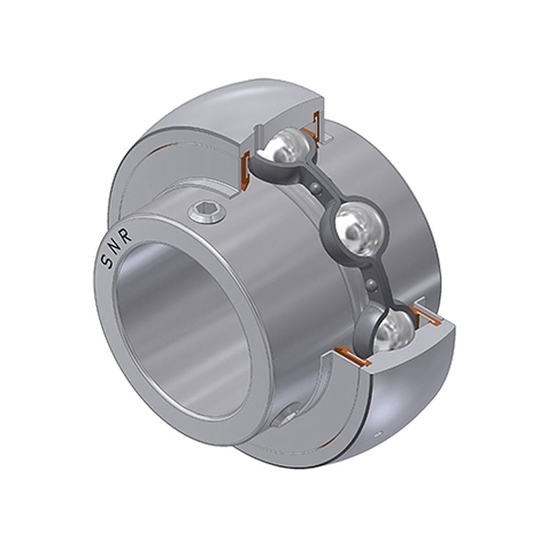 SNR MUC207FD Metric Stainless Full Width Spherical Outer Food Safe Bearing Insert 35mm Bore 72mm Outside Diameter with Grub Screws - Allow 2-3 Days