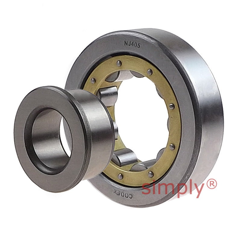 Codex NJ405EM Single Row Cylindrical Roller Bearing Extra Load Brass Cage 25x80x21mm - Allow 2-3 Days