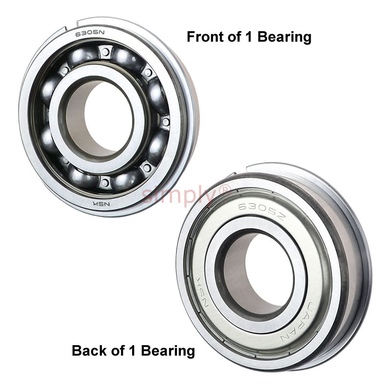 NSK 6305ZNR Deep Groove Ball Bearing with One Metal Shield and Snap Ring 25x62x17mm