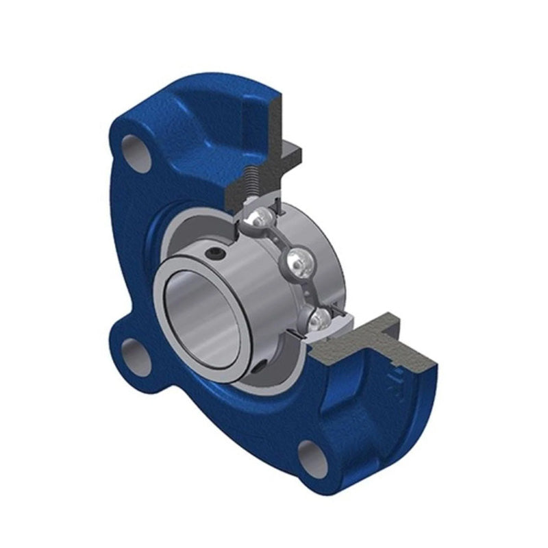 NTN C-UCF215-214D1 Imperial Four Bolt Square Cast Iron Flange Housing with 2-7/8 inch Bore Insert with Cast Iron Cover - Open Version - Allow 2-3 Days