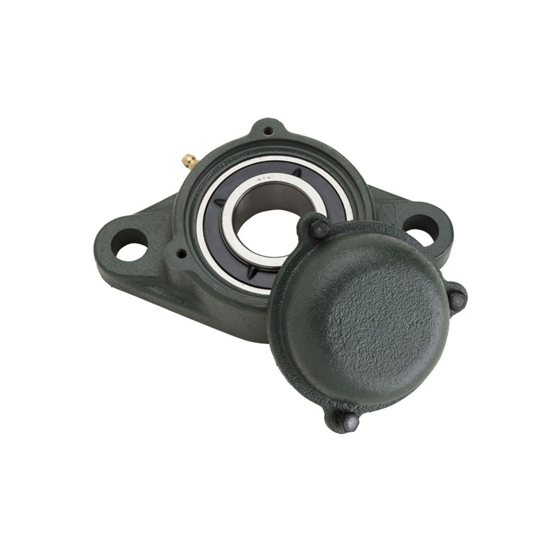 NTN CM-UKFL311ED1/HE2311XY Imperial Two Bolt Cast Iron Oval Housing with Cast Iron Cover - Closed Version - Insert and Adaptor Sleeve Fits 2 inch Shaft - Allow 2-3 Days