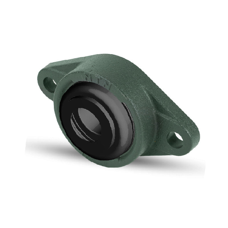 NTN S-UCFL207D1 Metric Two Bolt Oval Cast Iron Flange Housing with 35mm Bore Insert with Steel Plate Cover - Open Version - Allow 2-3 Days