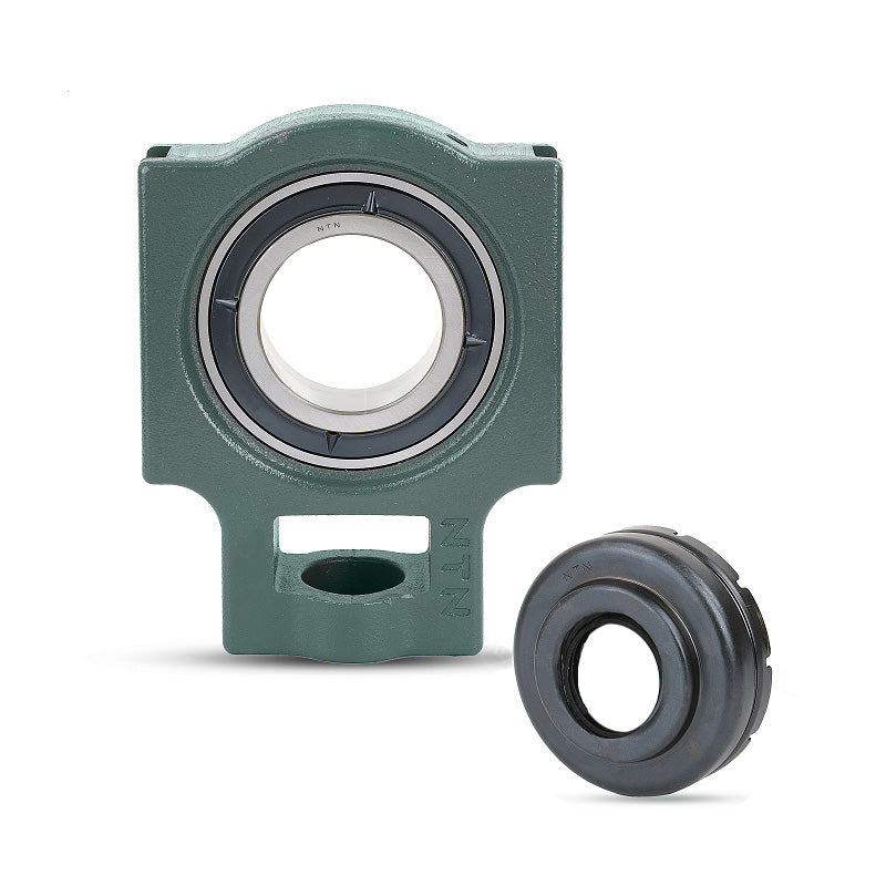 NTN S-UKT206SD1/HS2306 Imperial Cast Iron Take Up Unit with Steel Plate Cover - Open Version - Insert and Adaptor Sleeve Fits 7/8 inch Shaft - Allow 2-3 Days