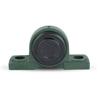 NTN M-SM-UCP202D1 Metric Cast Iron Two Bolt Pillow / Plummer Block Housing with 15mm Bore Insert with Steel Plate Cover - Closed Version - Allow 2-3 Days