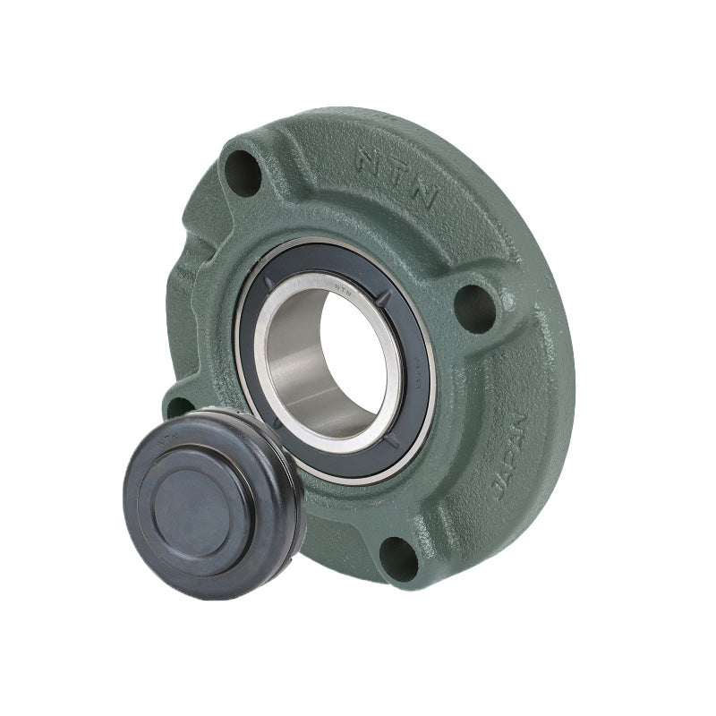 NTN SM-UKFC205D1/H2305X Metric Four Bolt Cast Iron Round Flanged Housing with Steel Plate Cover - Closed Version - Insert and Adaptor Sleeve Fits 20mm Shaft - Allow 2-3 Days