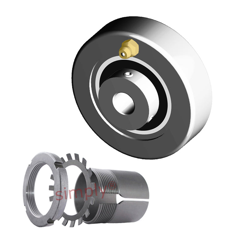 NTN UKC307D1/HS2307 Imperial Cast Iron Cartridge Unit with Adaptor Sleeve Mounted and 1-1/8 inch Bore Insert 4.3307 inch Outside Dia - Allow 2-3 Days