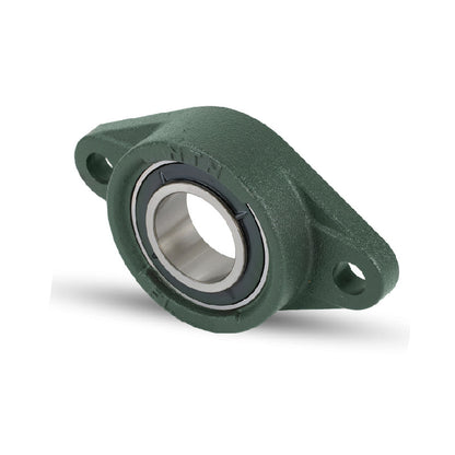 NTN UKFL212D1/H2312X Metric Two Bolt Cast Iron Oval Housing Insert and Adaptor Sleeve Fits 55mm Shaft - Allow 2-3 Days