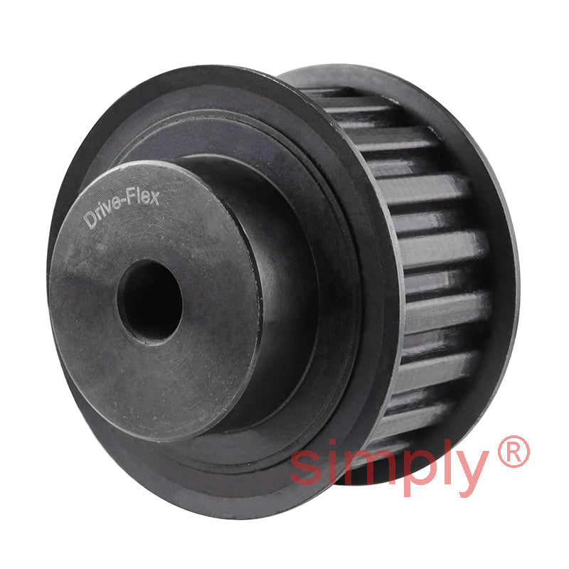 P21-L-075F - 3/8 inch Pitch 21 Tooth Flanged Pilot Bored Steel Timing Pulley for 3/4 inch Wide Belts