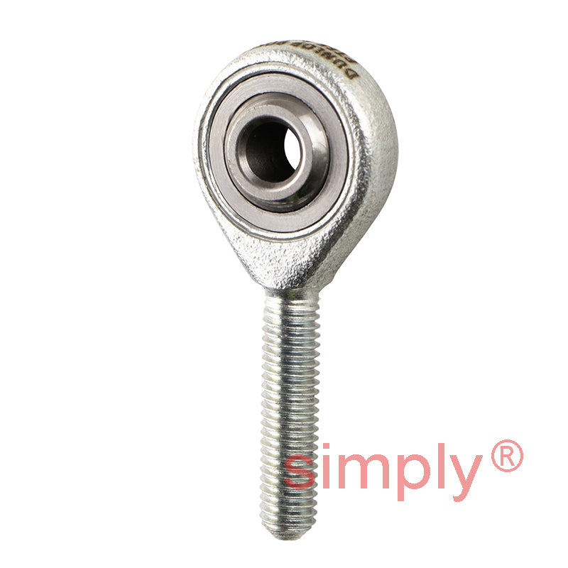 Budget POS5L Left Hand Steel / PTFE Lined Plain Male Rod End 5mm Bore M5x0.8 Thread