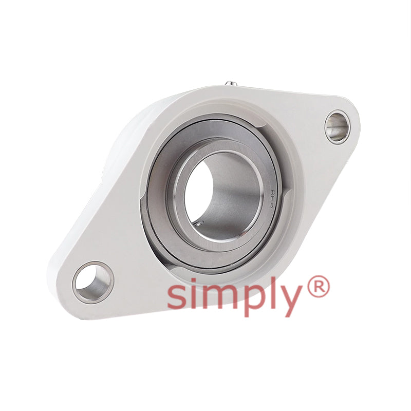 RHP PSFT1CR Thermo Plastic Two Bolt Oval Flange Housing with 1 inch Bore Stainless Insert - Allow 2-3 Days