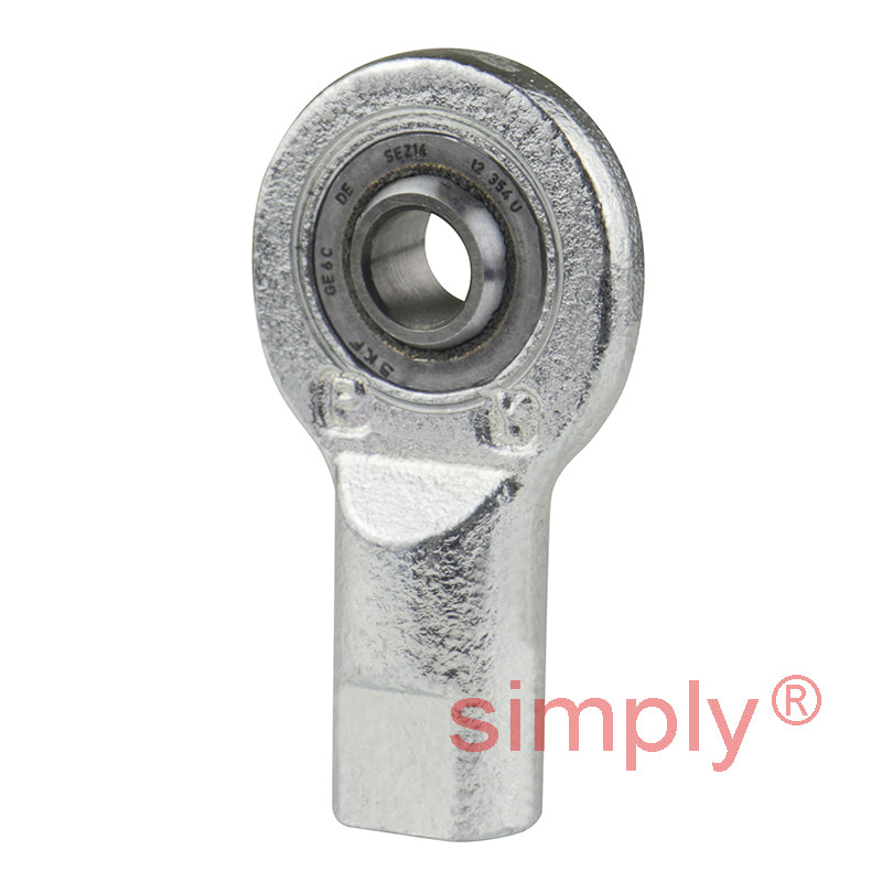 SKF SI6C Right Hand Steel / PTFE Sintered Bronze Lined Plain Female Rod End M6 Thread