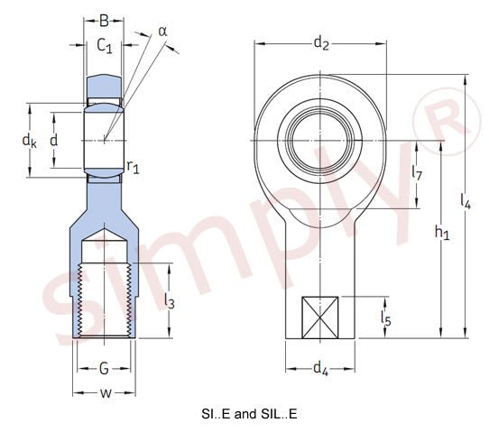 SKF SIL10E Left Hand Steel / Steel Plain Female Rod End M10 Thread