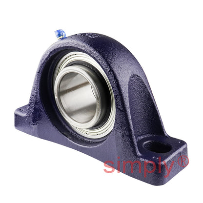 RHP SL55 Two Bolt Cast Iron Pillow Block and 55mm Bore Grub Screw Full Width Insert