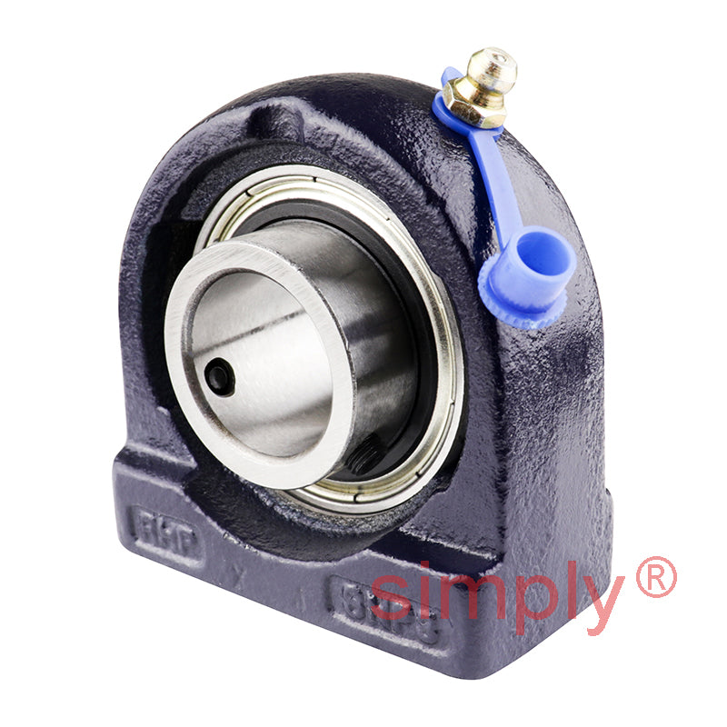 RHP SNP25A Threaded Base Small Footprint Pillow / Plummer Block and 25mm Bore Grub Screw Flat Back Insert