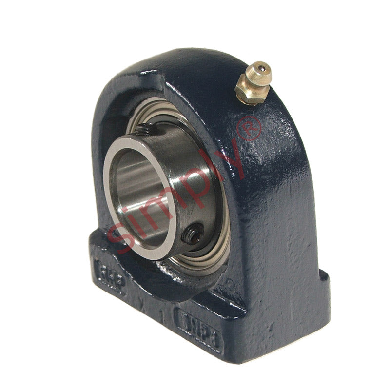 RHP SNP40A Threaded Base Small Footprint Pillow / Plummer Block and 40mm Bore Grub Screw Flat Back Insert