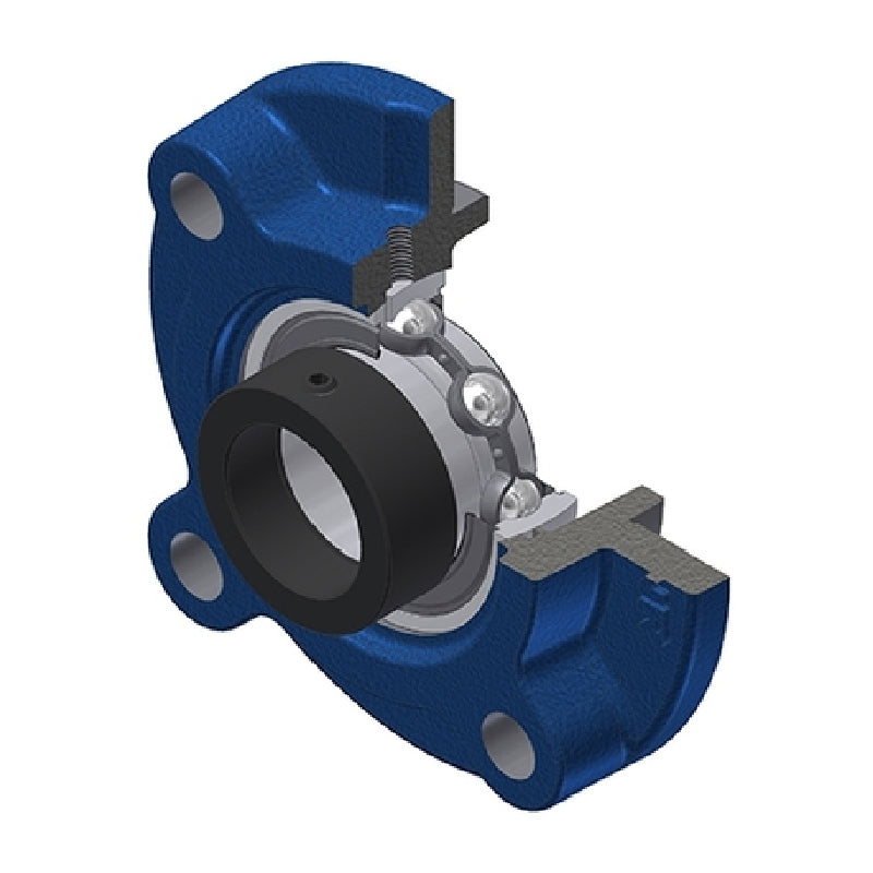SNR ESFC202 Metric Four Bolt Cast Iron Round Flanged Housing with 15mm Eccentric Collar Insert
