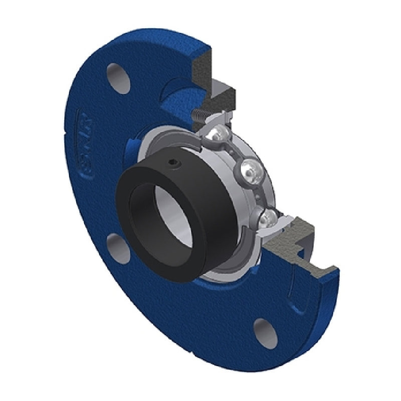 SNR ESFCE206 Metric Four Bolt Cast Iron Round Flanged Housing with 30mm Eccentric Collar Insert - Allow 2-3 Days