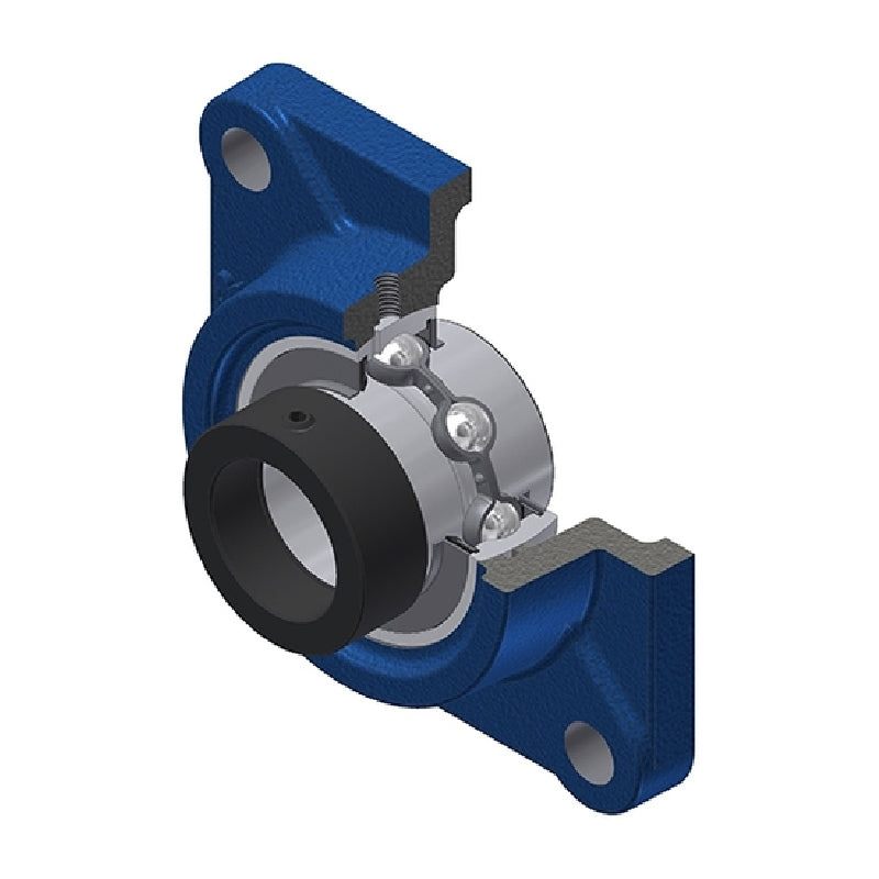 SNR EXF203 Metric Four Bolt Square Cast Iron Flange Housing with 17mm Bore Eccentric Collar Insert - Allow 2-3 Days