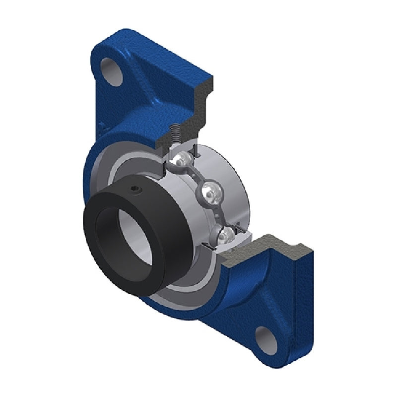 SNR EXF206N Metric Four Bolt Square Cast Iron Flange Housing with 30mm Bore Eccentric Collar Insert - Allow 2-3 Days