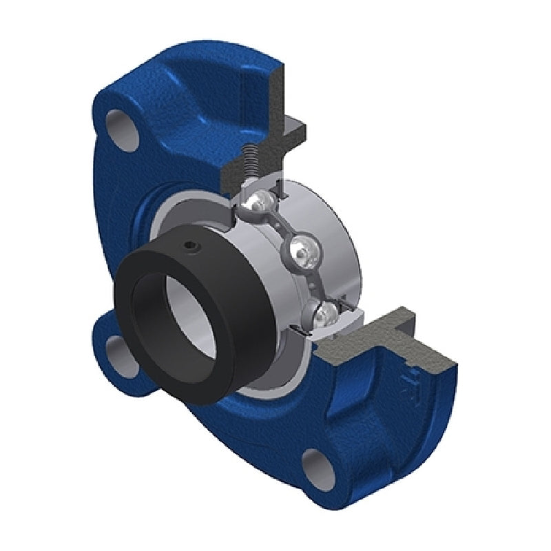 SNR EXFC207 Metric Four Bolt Cast Iron Round Flanged Housing with 35mm Eccentric Collar Insert - Allow 2-3 Days