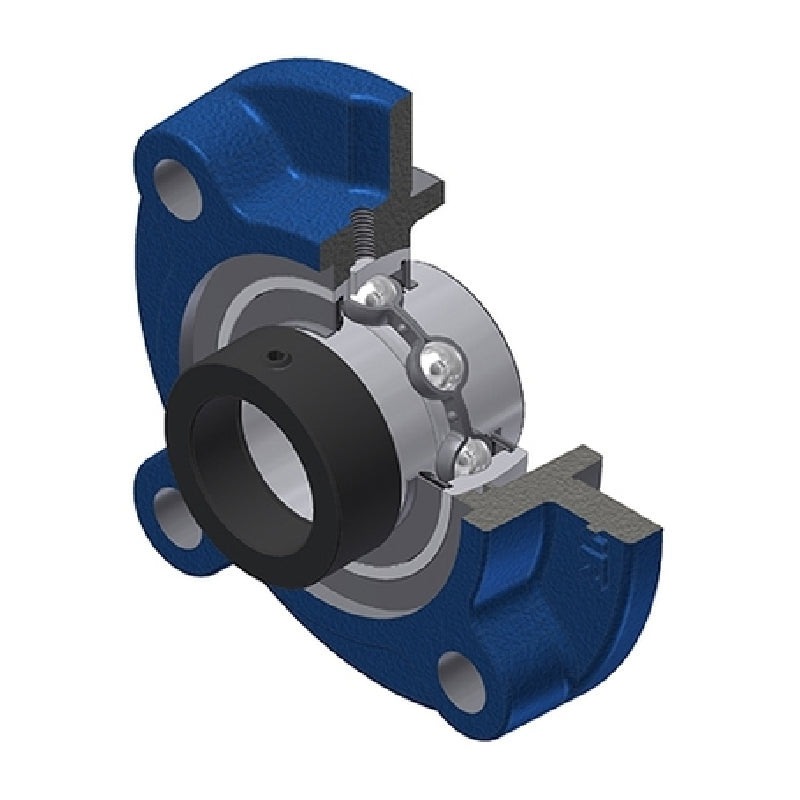 SNR EXFC205N Metric Four Bolt Cast Iron Round Flanged Housing with 25mm Eccentric Collar Insert - Allow 2-3 Days