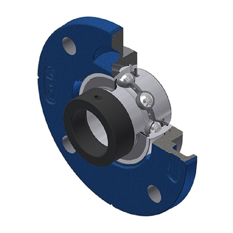 SNR EXFCE214 Metric Four Bolt Cast Iron Round Flanged Housing with 70mm Eccentric Collar Insert - Allow 2-3 Days