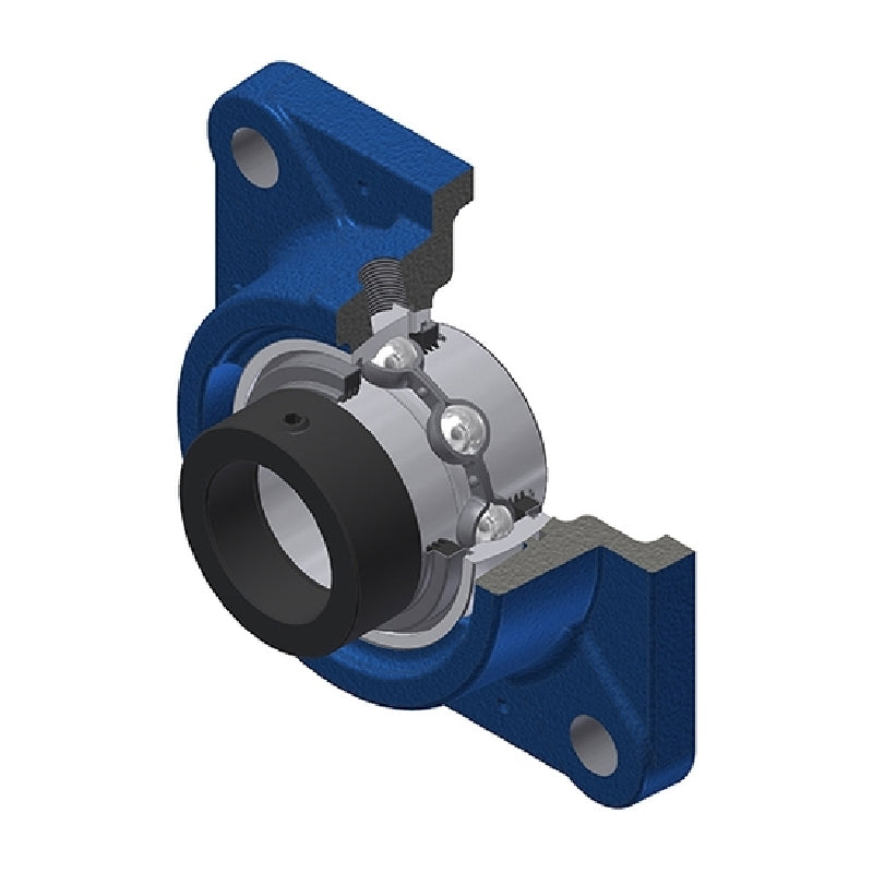 SNR EXFE207L3 Metric Four Bolt Square Cast Iron Flange Housing with 35mm Bore Eccentric Collar Insert with Triple Lip Seal - Allow 2-3 Days