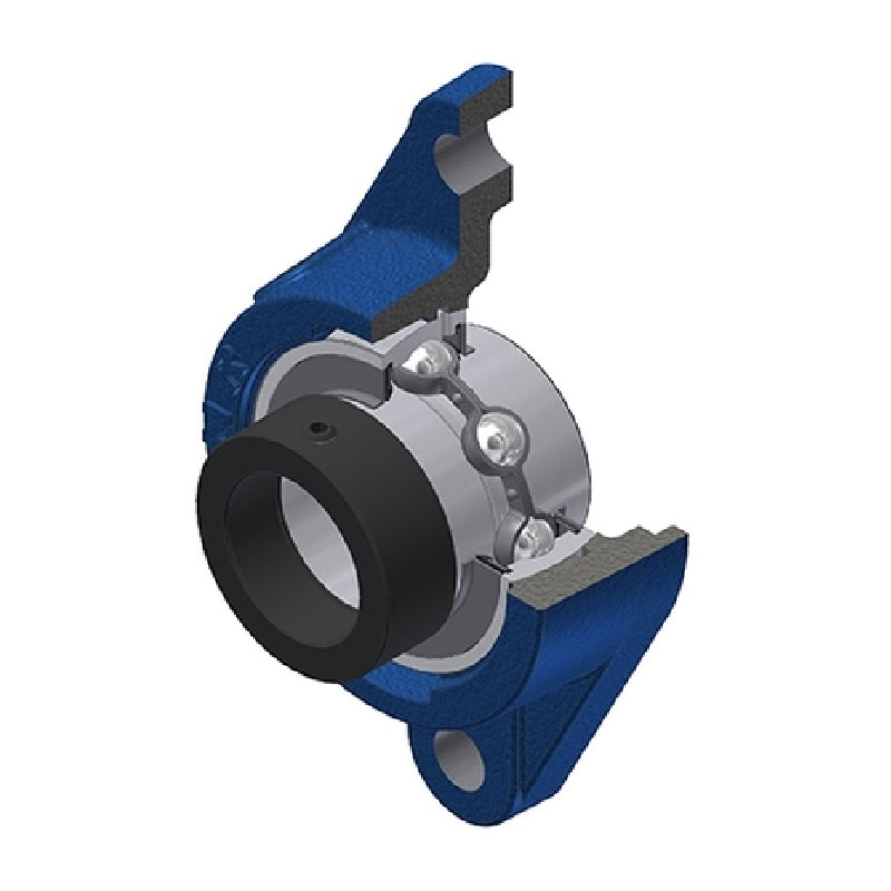 SNR EXFLE203 Metric Two Bolt Cast Iron Oval Housing with 17mm Bore Eccentric Collar Insert - Allow 2-3 Days
