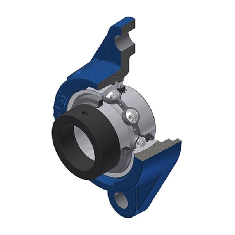 SNR EXFLE206L3 Metric Two Bolt Cast Iron Oval Housing with 30mm Bore Eccentric Collar Insert with Triple Lip Seal - Allow 2-3 Days