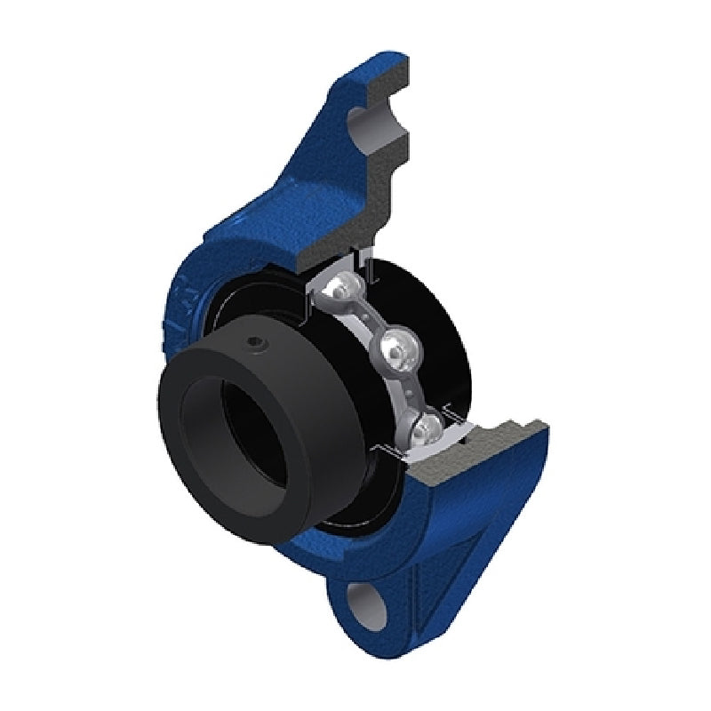 SNR EXFLE208T20 Metric Two Bolt Cast Iron Oval Housing with 40mm Bore Eccentric Collar Insert Wide Temperature Version - Allow 2-3 Days