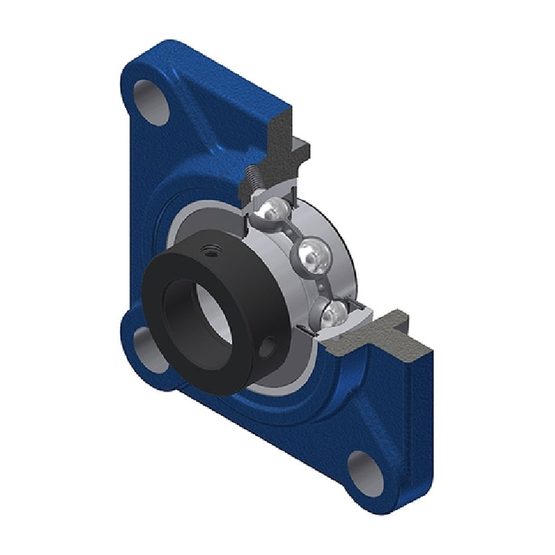 SNR EXFS311 Metric Four Bolt Square Cast Iron Flange Housing with 55mm Bore Eccentric Collar Insert - Allow 2-3 Days